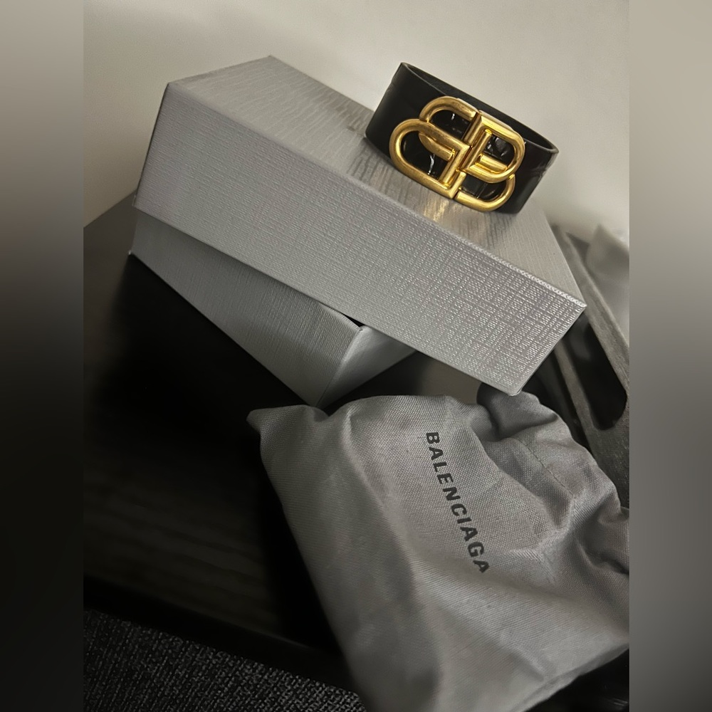 Worn once Genuine Leather Balenciaga cuff bracelet with dust bag and box